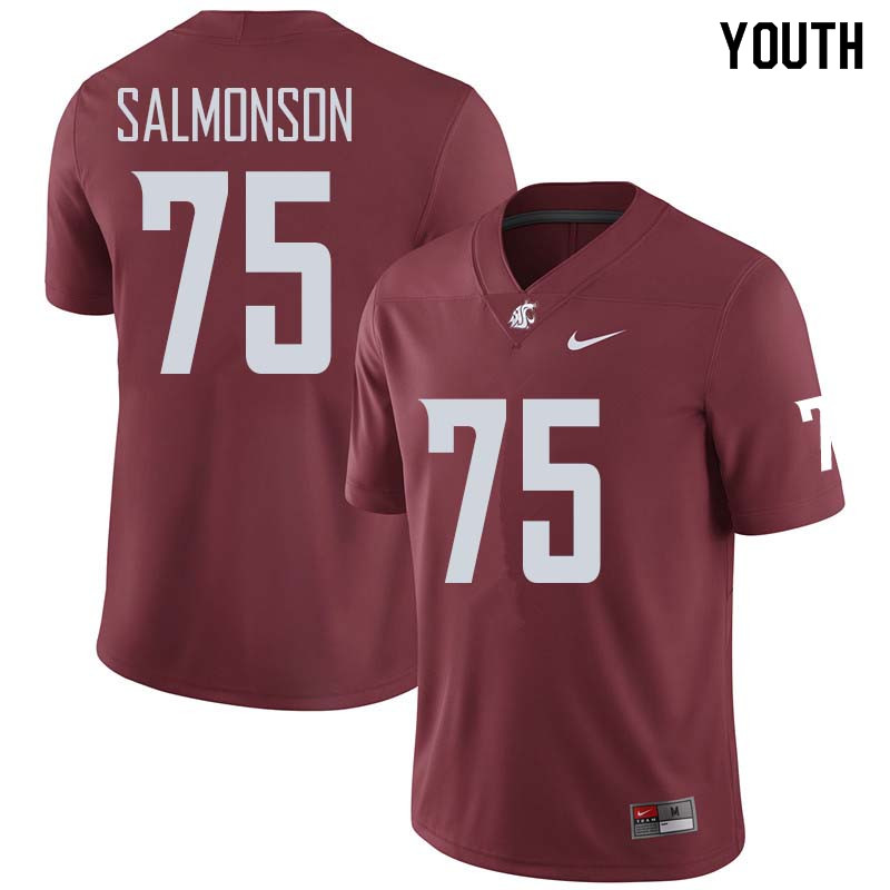 Youth #75 B.J. Salmonson Washington State Cougars College Football Jerseys Sale-Crimson